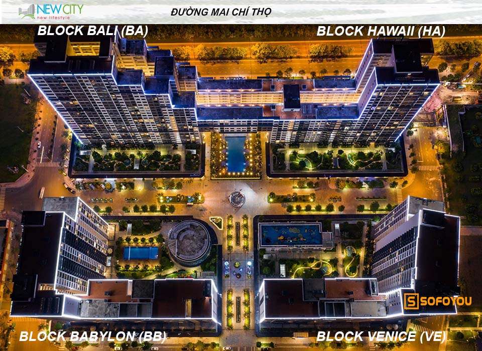 Mặt bằng New City Quận 2 - Gồm block Babylon, Venice, Hawaii, Bali